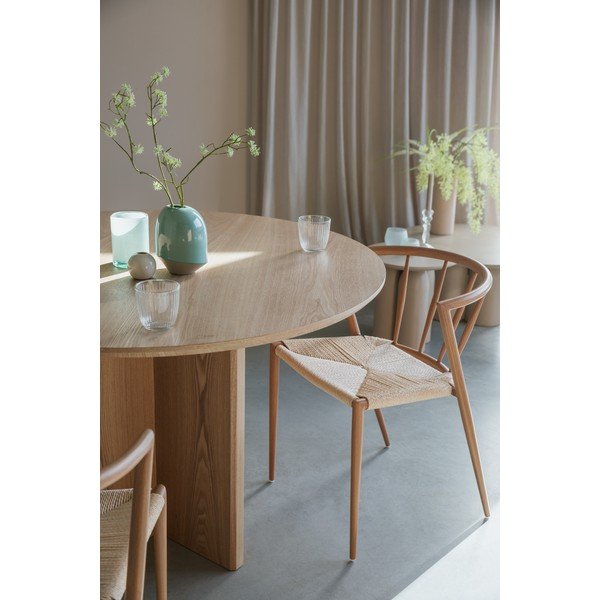 Ümmargune söögilaud tammepuust dekooriga ø 120 cm Laurent - White Label-image-1