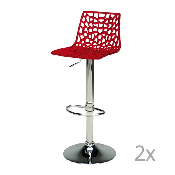 Sada 2 červených nastavitelných barových židlí Castagnetti Gass
