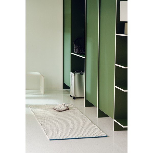 Sinine/beež käsitsi kootud villane jooksja 80x170 cm Lenu - noo.ma-image-1