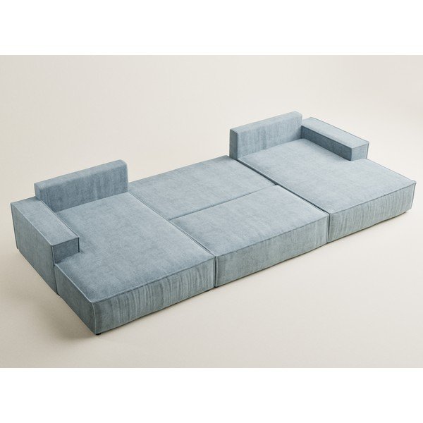 Helesinine šenilldiivanvoodi/panipaigaga nurgadiivan ("U"-kujuline) Kyoto - Maison de Rêve-image-3