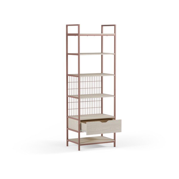 Terrakota värvi terasest raamaturiiul 60x179,5x40 cm Amara - Marckeric-image-4
