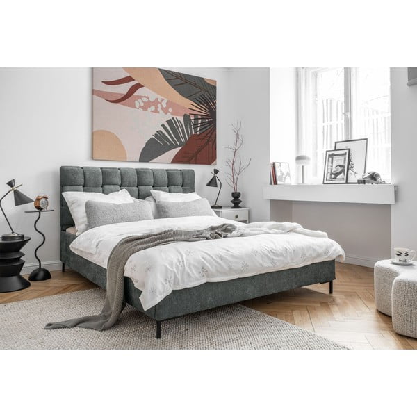 Heleroheline polsterdatud kaheinimesevoodi koos voodipõhjaga 140x200 cm Eve - Miuform-image-3