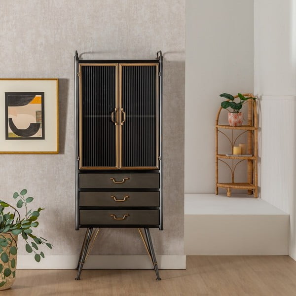 Must metallist vitriinkapp 58x150 cm Brick - Ixia-image-1