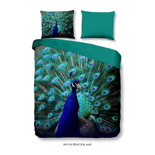 Povlečení na dvoulůžko z mikroperkálu Muller Textiels Mighty Peacock, 200 x 200 cm