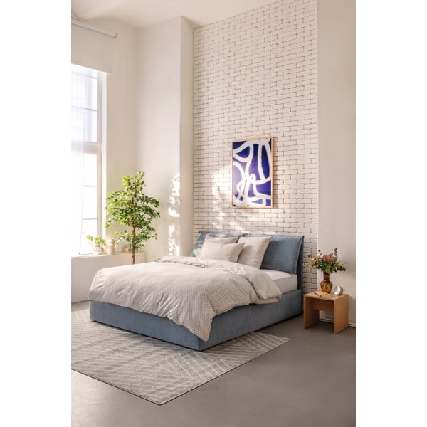 Sinine polsterdatud kaheinimesevoodi koos voodipõhja ja panipaigaga 160x200cm Thessa Pillow - Bonami Selection-image-1