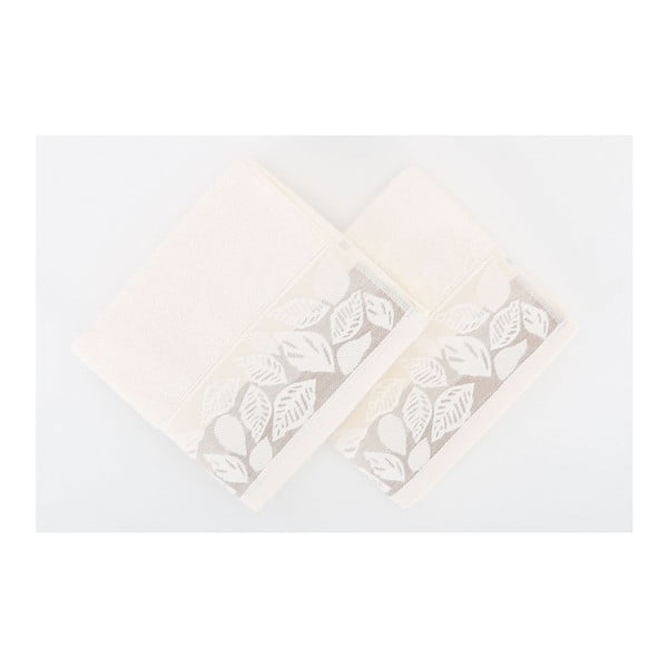 Sada 2 ručníků Floras Cream, 50x90 cm