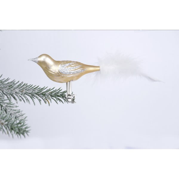 Komplekt 3 linnukujulisest klaasist jõulukaunistustest, kuldne - Ego Dekor