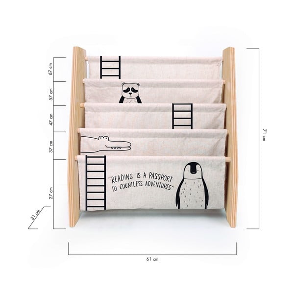 Beežist kangast lasteraamatukapp 60x70 cm Animals - Folkifreckles-image-4