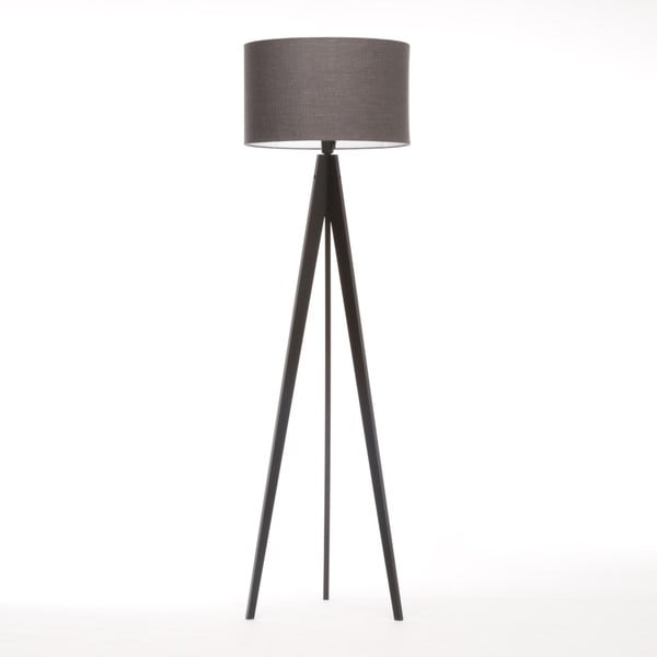 Tmavě šedá stojací lampa 4room Artist, černá lakovaná bříza, 150 cm