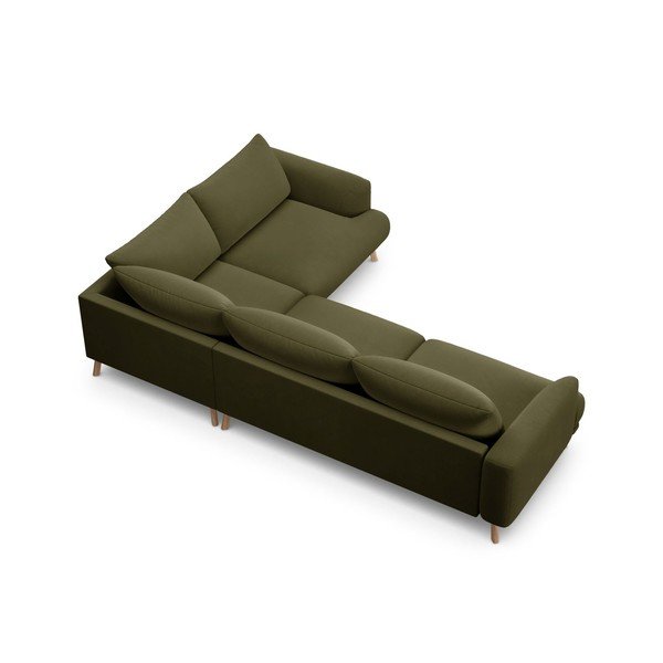 Roheline sametist nurgadiivan (parem nurk/L-kujuline) Naomi - Micadoni-image-3