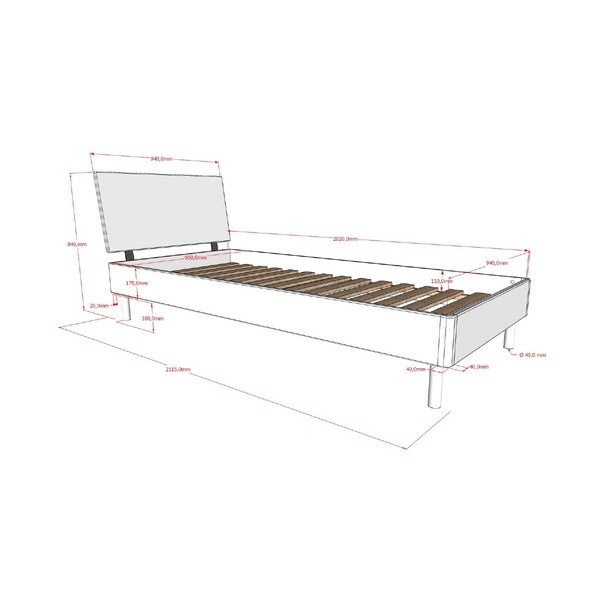 Tammepuidust üheinimesevoodi koos voodipõhjaga 90x200 cm Forrest - Vipack-image-2