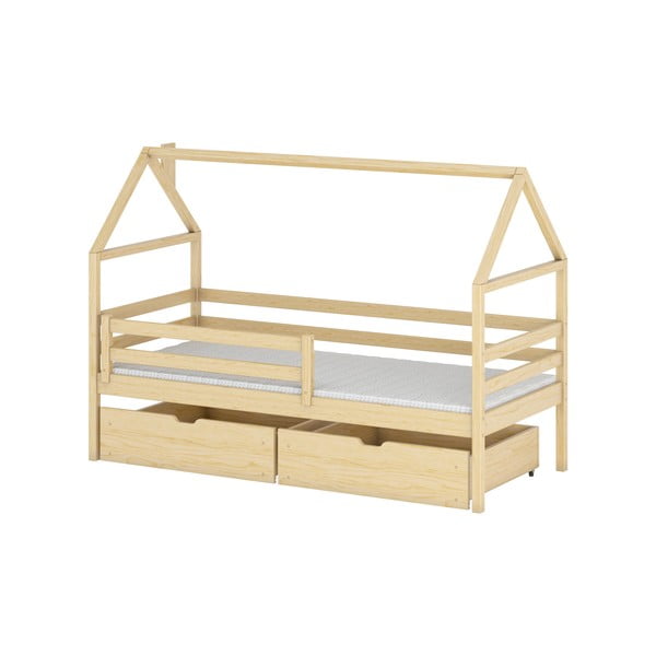 Domečková dětská postel z borovicového dřeva s úložným prostorem 80x200 cm Aron - Lano Meble