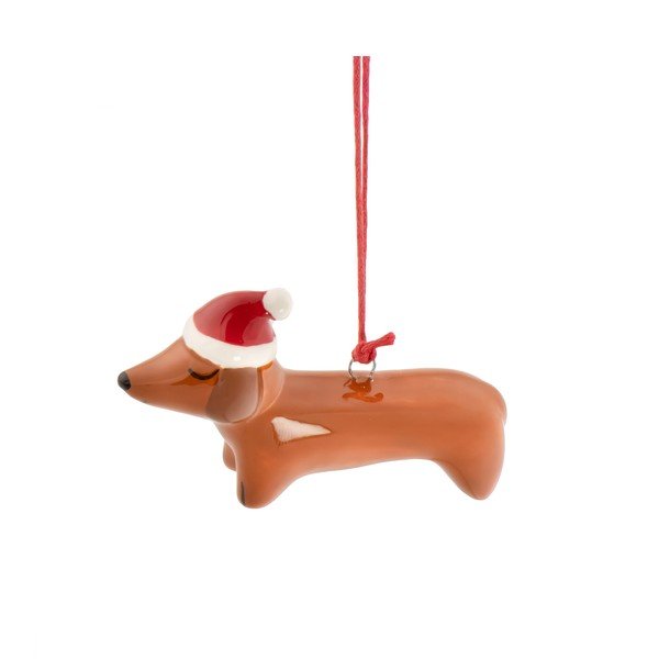 Keraamiline jõulukaunistus, 7,5 cm Sausage Dog – Sass & Belle