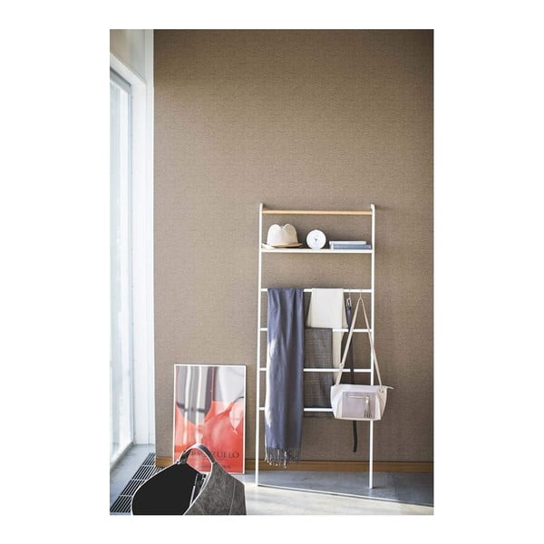 Valge riidehoidja koos riiuliga Redel Tower - YAMAZAKI-image-2