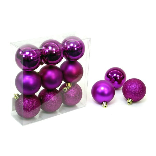 Sada 9 vánočních ozdob ve fialové barvě Unimasa Navidad