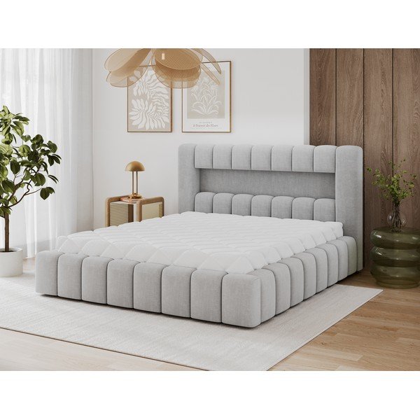 Helehall polsterdatud kaheinimesevoodi koos panipaiga ja voodipõhjaga 160x200 cm Lamica - ELTAP-image-1