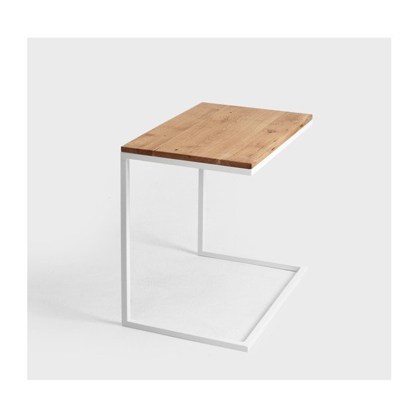 Valge aluse ja massiivse tammeplaadiga laud Lupe - CustomForm-image-4