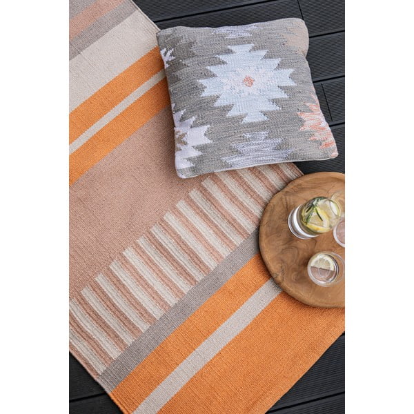 Beež-oranž kahepoolne õuevaip taaskasutatud plastikust , 80 x 180 cm Bella - Green Decore-image-1