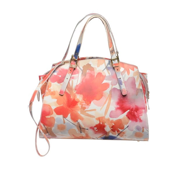 Bílorůžová kožená kabelka Tina Panicucci Flowers