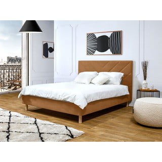 Oranž polsterdatud kaheinimesevoodi 140x190 cm Romane - Bobochic Paris