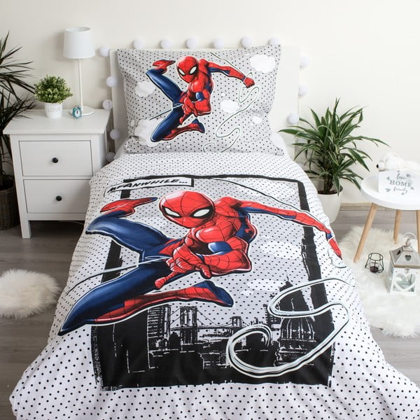 Puuvillane helendava efektiga laste voodipesu 140x200 cm Spiderman – Jerry Fabrics-image-1