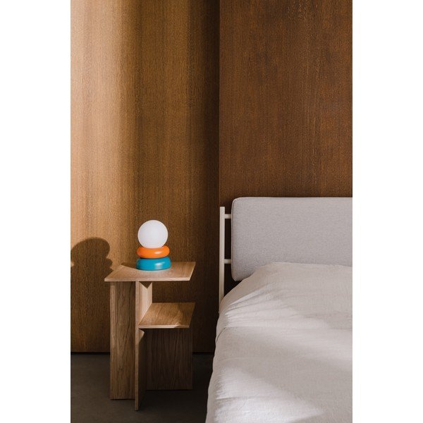 Täispuidust laualamp petrooleumi/oranži värvi klaasist varjundiga (kõrgus 24 cm) Otem - noo.ma-image-3