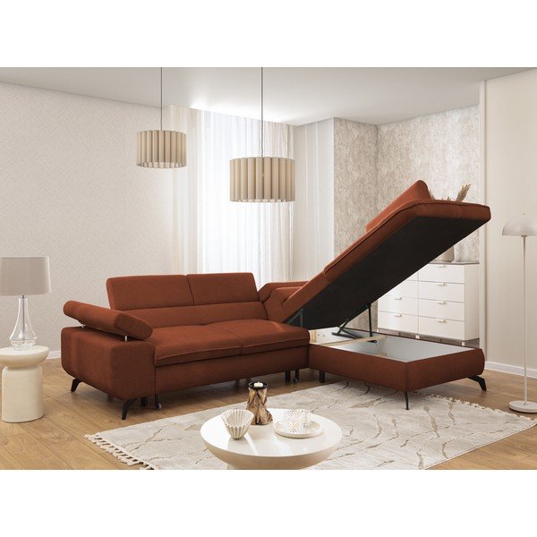 Šenill-nurgadiivan terrakota värvi (parem nurk/L-kujuline) Marbeya - Ropez-image-4