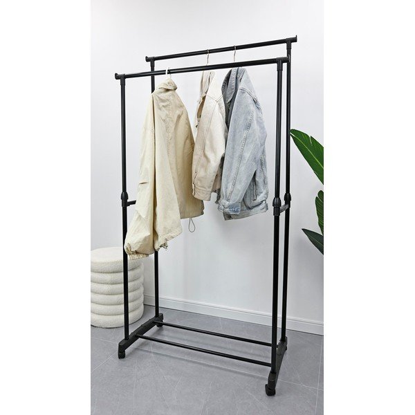 Must metallist mobiilne riidepuuriiul 80x160x42 cm Roald - Yes Everyday-image-1