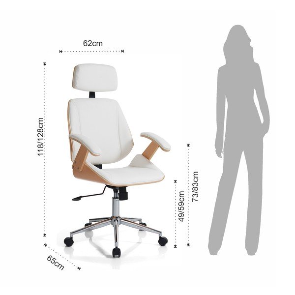 Valge kunstnahast kontoritool Visby - Tomasucci-image-4