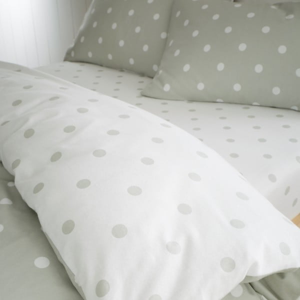 Valge/roheline flanell-lina 90x190 cm Polka Dot - Catherine Lansfield-image-2
