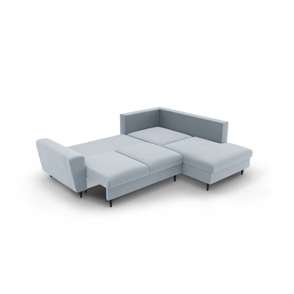 Helesinine sametist panipaigaga nurgadiivanvoodi (parem nurk/"L"-kujuline) Kyoto - Cosmopolitan Design-image-4