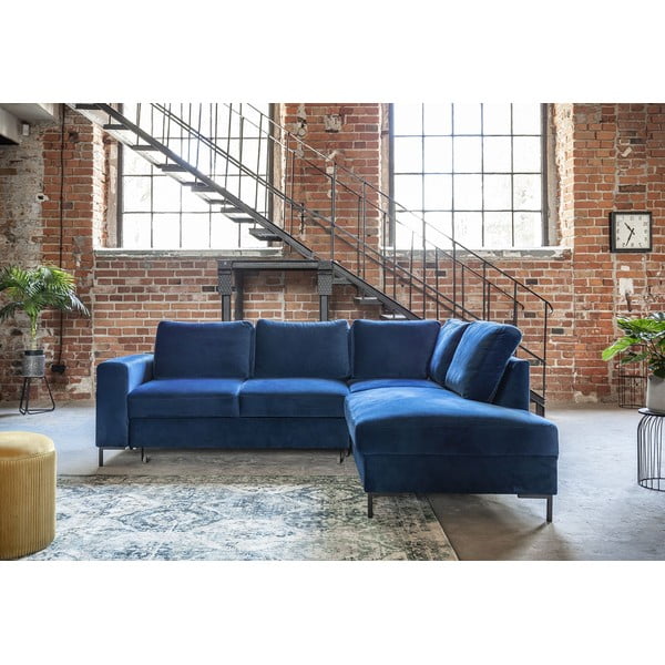 Tumesinine sametist nurgadiivan (paremas nurgas) Lofty Lilly - Miuform-image-1