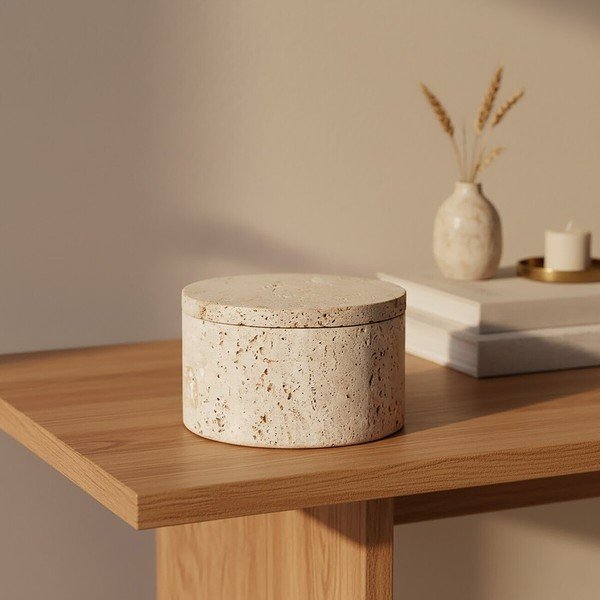 Dekoratiivne kivist hoiukast naturaalses värvitoonis ø 14x8 cm Tibor - Premier Housewares-image-3