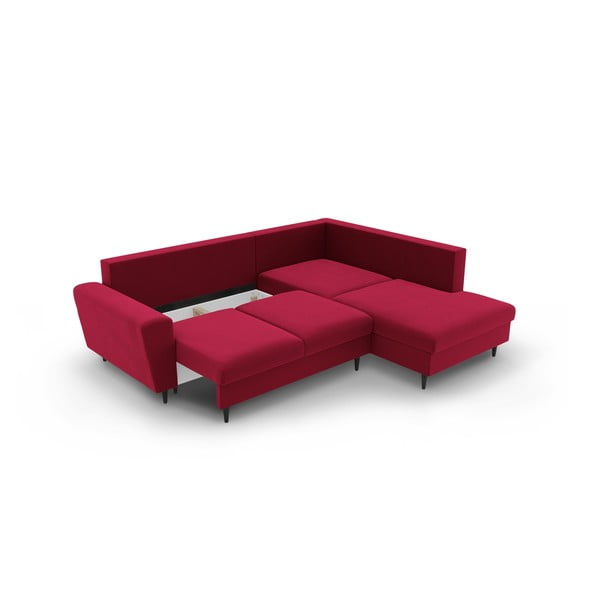 Punane sametist panipaigaga nurgadiivanvoodi (parem nurk/"L"-kujuline) Kyoto - Cosmopolitan Design-image-3