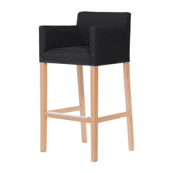 Černá barová židle s hnědými nohami Ted Lapidus Maison Sillage