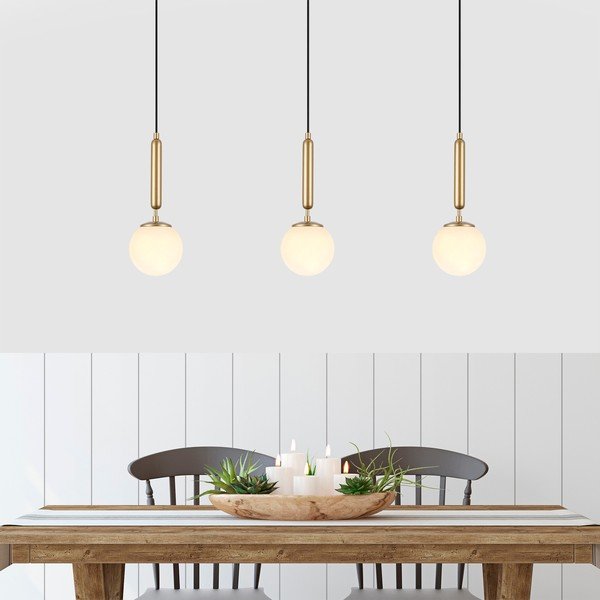 Kuldne rippvalgusti klaasist varjuga ø 15 cm King - Opviq lights-image-1