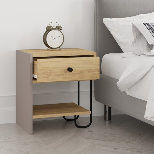 Tammedekooriga öökapp koos riiulitega Saturne - Marckeric-image-2