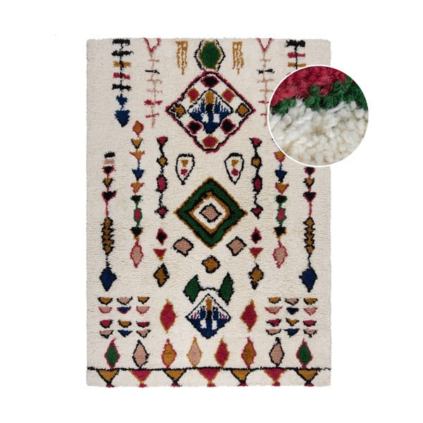 Kreem käsitsi kootud villane vaip 160x230 cm Moroccan Fes - Flair Rugs