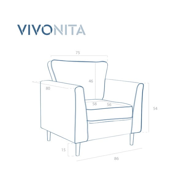 Bleděmodré křeslo Vivonita Portobello-image-2