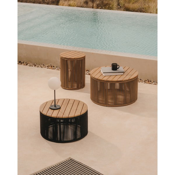 Ümmargune akaatsiaplaadiga aia küljelaud ø 70 cm Dandara - Kave Home-image-3