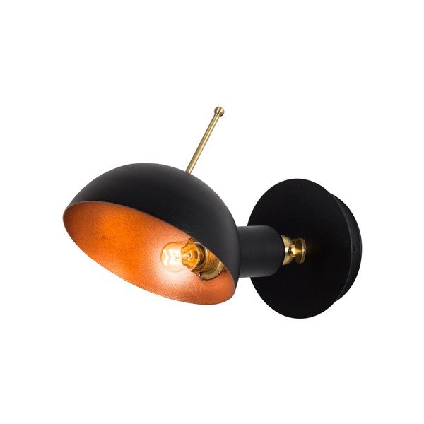 Černé nástěnné svítidlo s detailem ve zlaté barvě Way Wall Lamp Oglio
