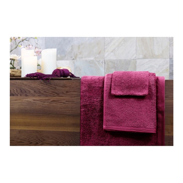 Set dvou fialových ručníků a osušky Jalouse Maison Sangria