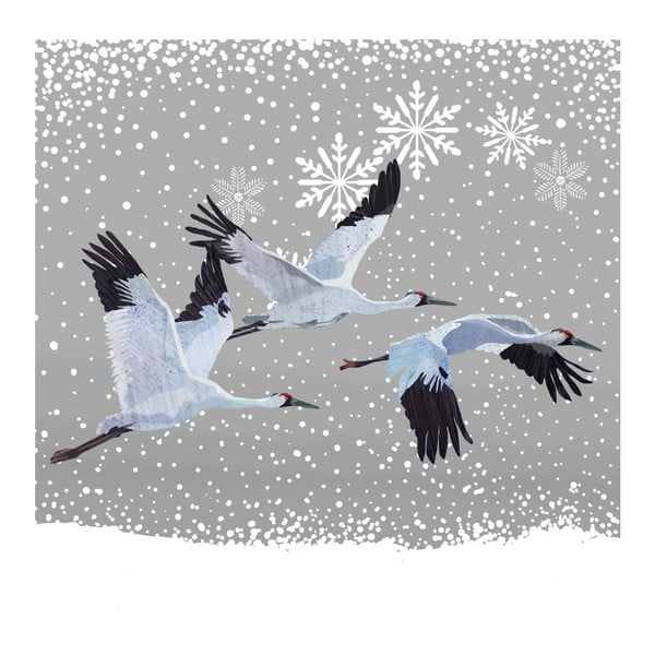 Balení 10 papírových ubrousků s vánočním motivem PPD Snowfall Cranes