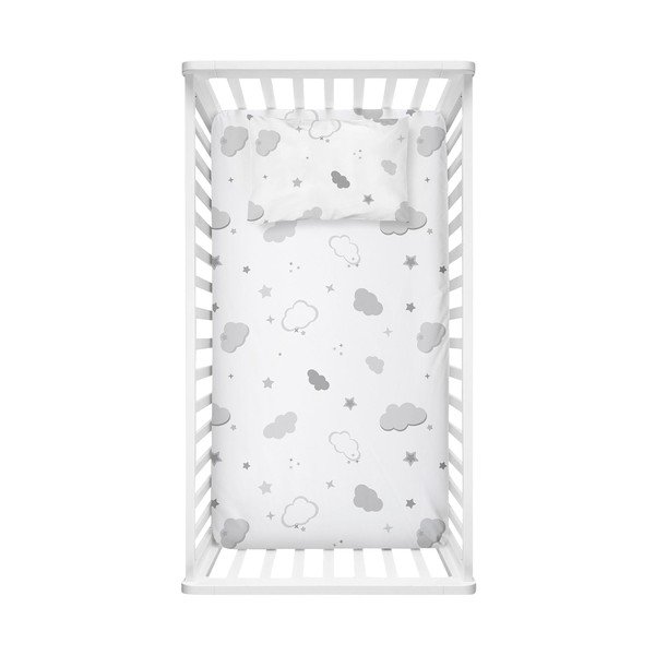 Valge Renforcé puuvillast laste voodipesu 70x120 cm Bulut - Mijolnir