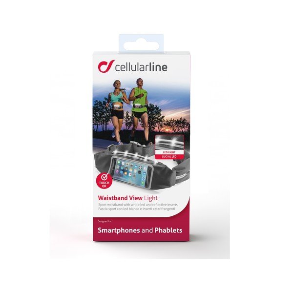 Sportovní pouzdro CellularLine WAISTBAND s LED diodami, černé-image-2