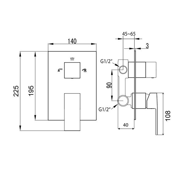 Hõbe seinasegisti (3 väljundit) Latus - Sapho-image-1