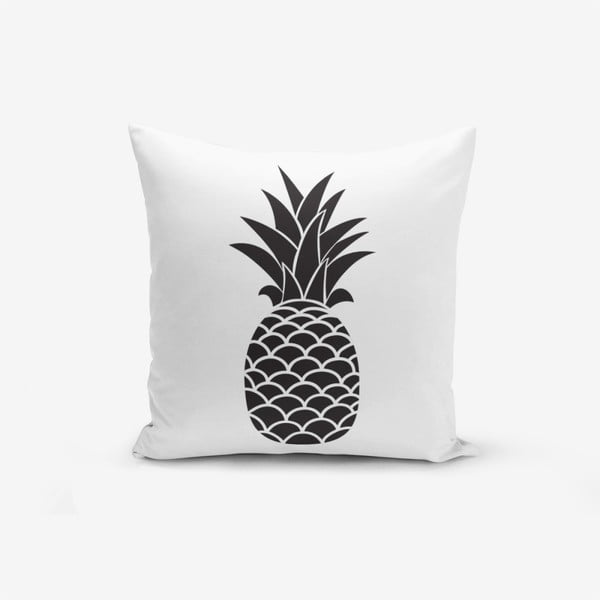 Ananass must-valge puuvillane padjapüür, 45 x 45 cm - Minimalist Cushion Covers