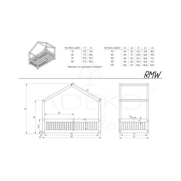 Männipuidust lahtikäiv majakujuline lastevoodi koos panipaigaga 140x200 cm Mila RMW - Adeko-image-4