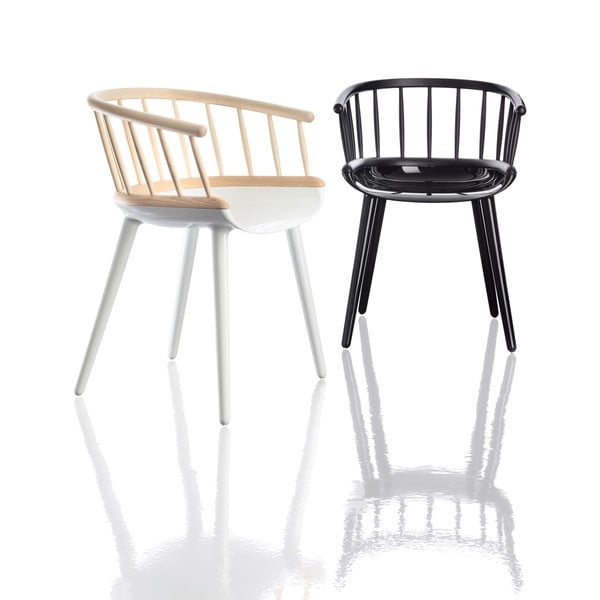 Pruun ja valge söögitool tuhkpuust seljatoega Cyborg - Magis-image-1