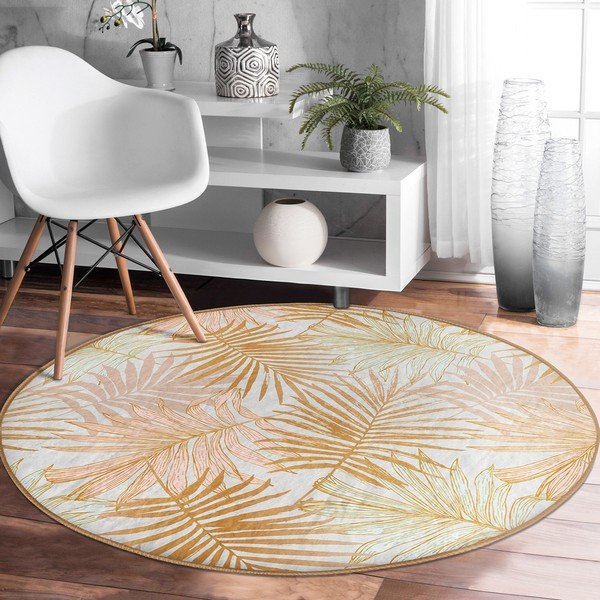 Kollane pestav ümmargune vaip, sobitub robottolmuimejaga ø 80 cm Comfort - Mila Home-image-4
